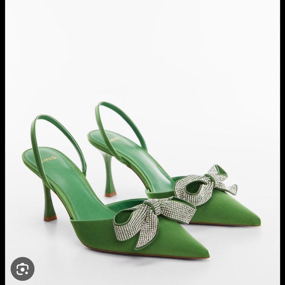 Mango Green Stiletto Heels with Bow